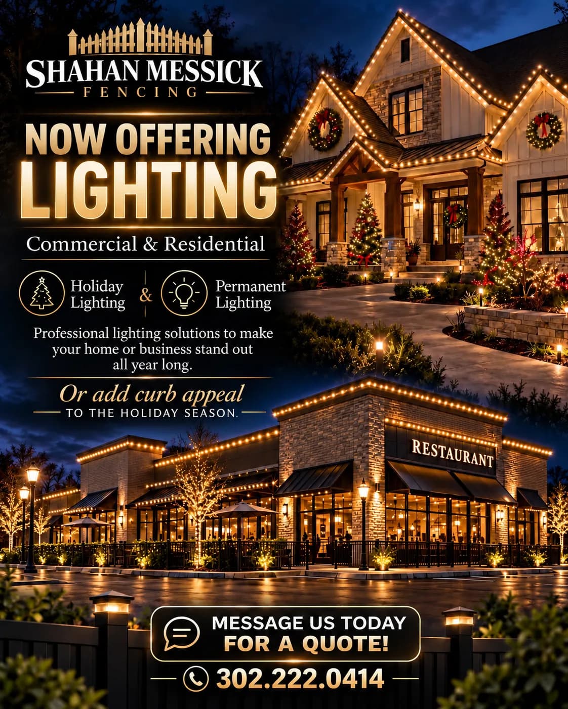 Shahan Messick Fencing Now Offers Professional Holiday and Permanent Lighting image