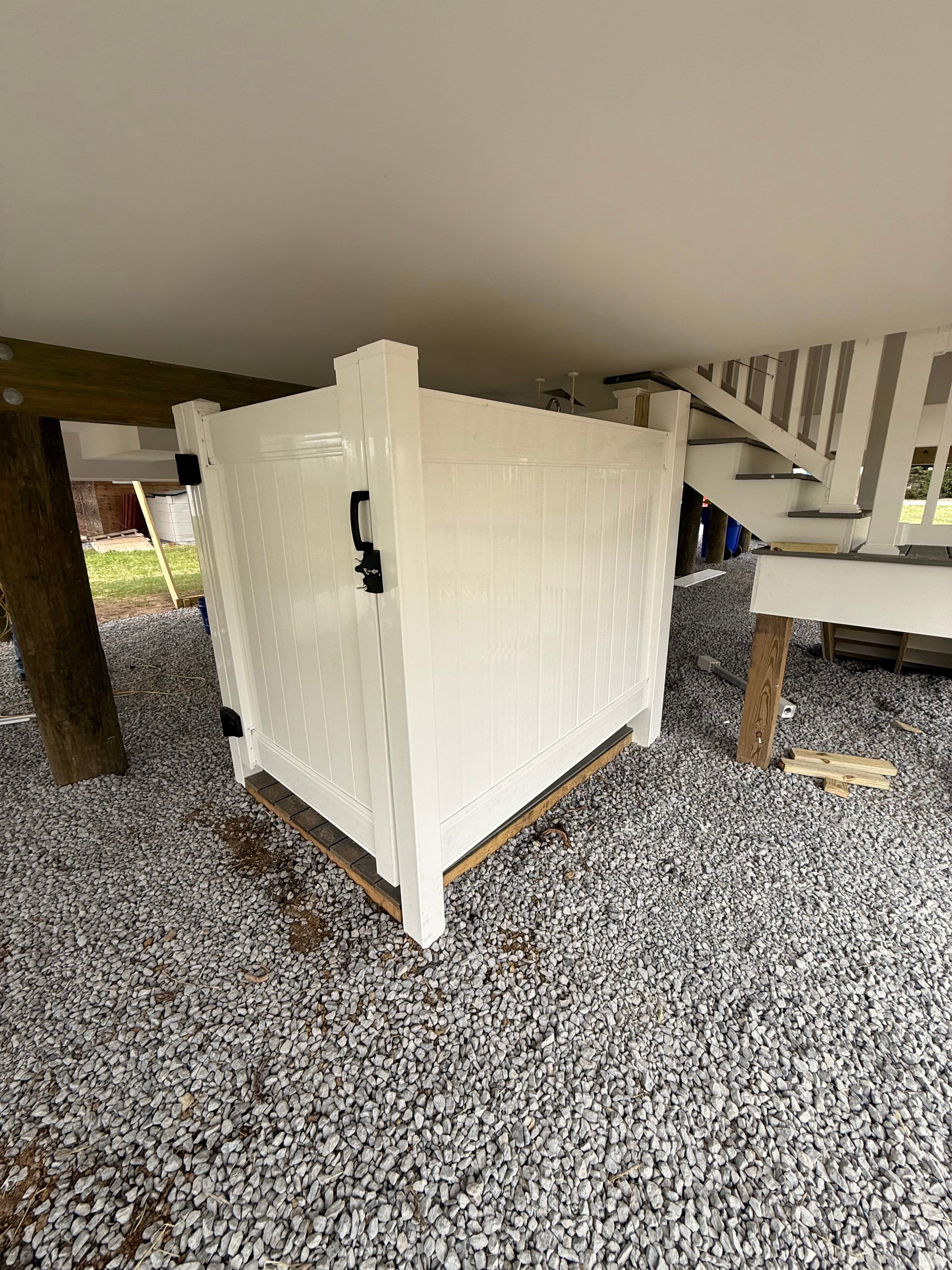 Project Vinyl Outdoor Shower Enclosure with Trex Base image